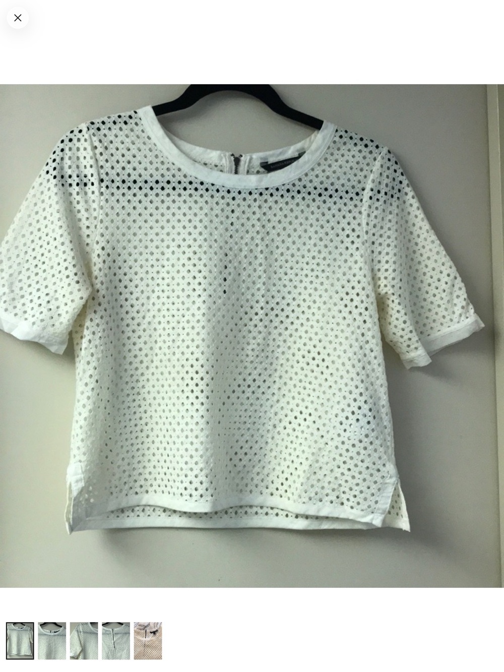 Banana Republic White Eyelet Short Sleeve Crop Top